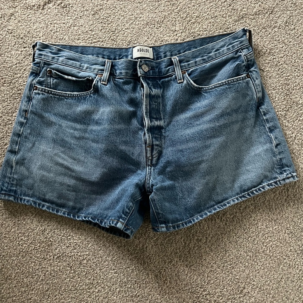 Agolde Parker long Classic Blue Jean Shorts